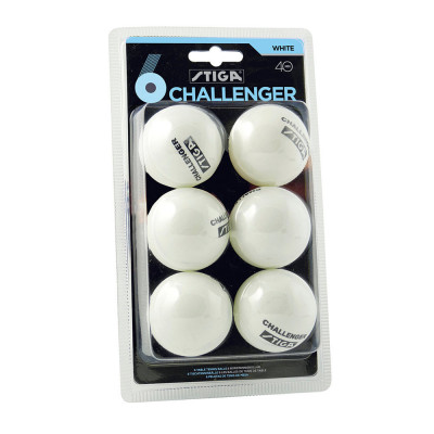 Мяч для наст. тенниса Stiga Challenger, 5200-06, диам. 40 мм, упак. 6 шт, белый