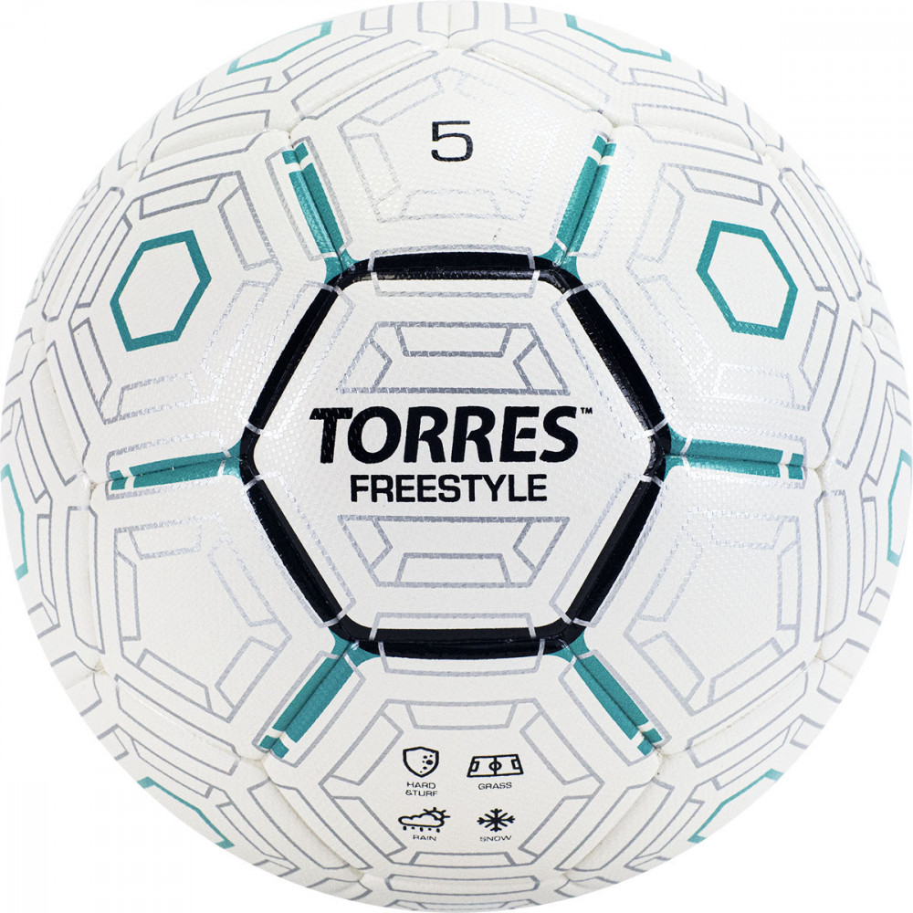 СЦ*Мяч футбольный TORRES Freestyle, F320135, р.5, 32 панели. PU-Microfi, термосшивка, бело-серебристы