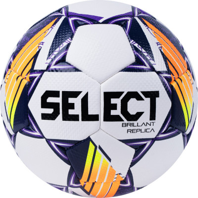 Мяч футбольный SELECT Brillant Replica V23, 0994868096, р.4, гл.ПВХ, бело-фиолетово-оранж