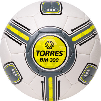 Мяч футбольный TORRES BM 300, F323655, р.5,ТПУ, 2подкл. слой, маш. сш., бело-серо-желтый