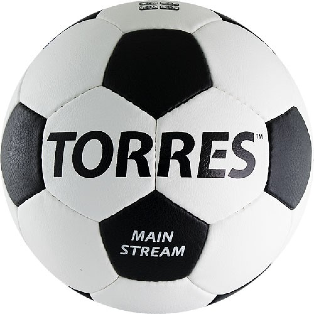 Мяч футбольный TORRES Main Stream, F30184,р.4, 32 пан. 4 под. слоя, руч. сшив., бело-черный