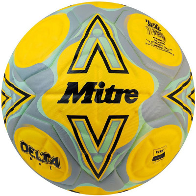 Мяч футбольный MITRE Delta One 24, 5-B01787C60, р.5, FIFA Quality, 14п, термосшивка, желто-серый