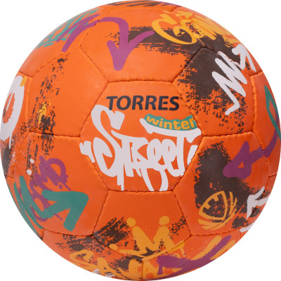 Мяч футбольный TORRES Winter Street, F023285, р.5, 32 пан, рез, 4 подкл. слоя, руч. сшив,оранж-мультик.