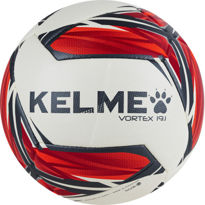 Мяч футбольный KELME Vortex 19.1, 9896133-107, р.5, 10 панелей, гибр.сшивка, бело-красный