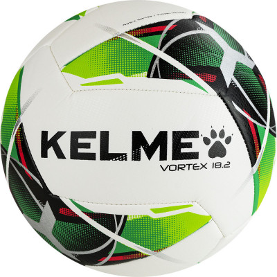 Мяч футбольный KELME Vortex 18.2, 9886120-127, р.4, 10 панелей, маш. сш., бело-зеленый