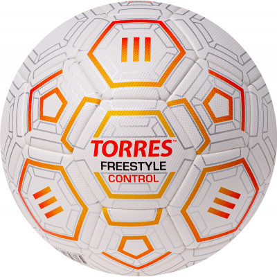 Мяч футбольный TORRES Freestyle Control, F3231765, р.5, 32 п.,PU-Microfi, термосшив., бело-оран-сереб