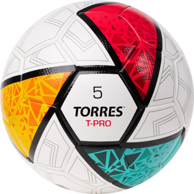 Мяч футбольный TORRES T-Pro, F323995, р.5, 32 панел. EPU-Microf, 4 подкл. сл, термосшив, бело-мульт