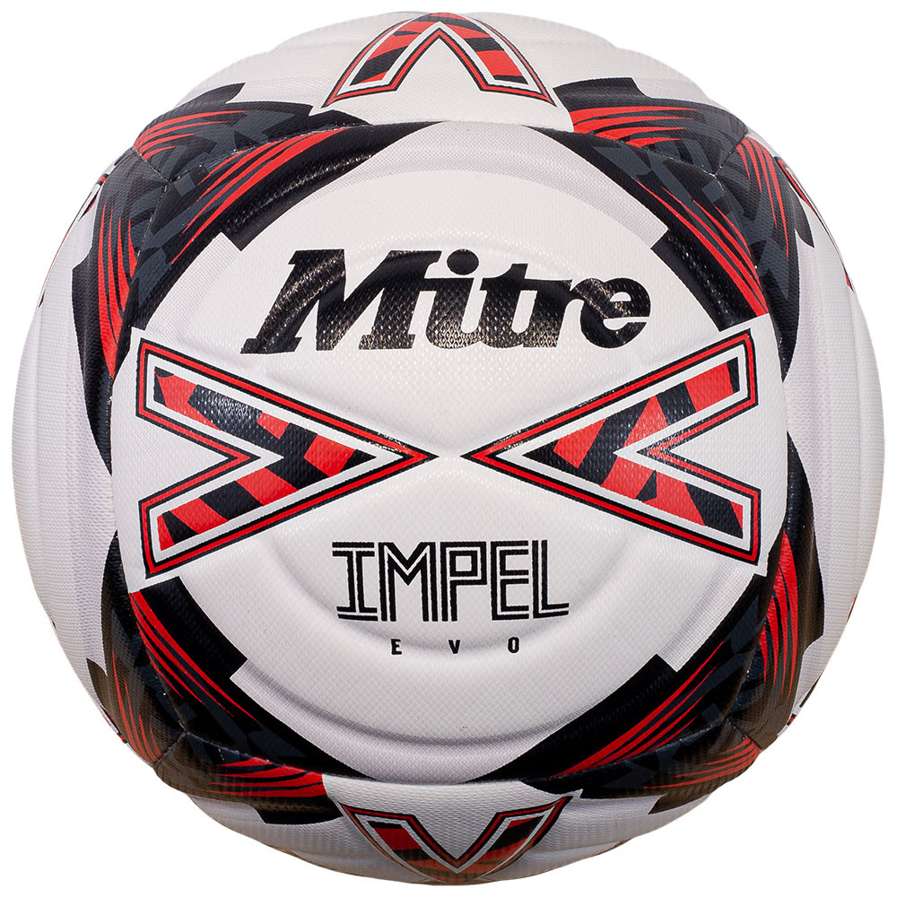 Мяч футбольный MITRE Impel Evo 24, 5-B01790C29, р.5,мат.ТПУ,6 п, бут. кам, гибр.сш., бело-красный