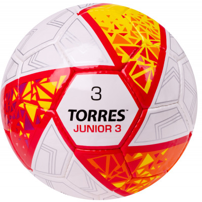 Мяч футбольный TORRES Junior-3, F323803, р.3, 4 сл, 32 п,бел-крас-жел