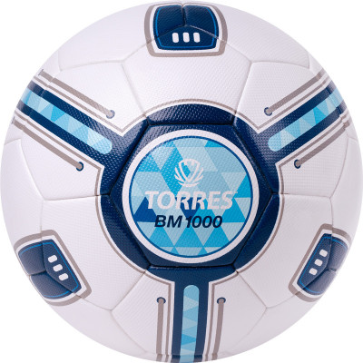 Мяч футбольный TORRES BM 1000, F323625, р.5, 32 панел., мягкий термосшивка, бело-сине-голубой