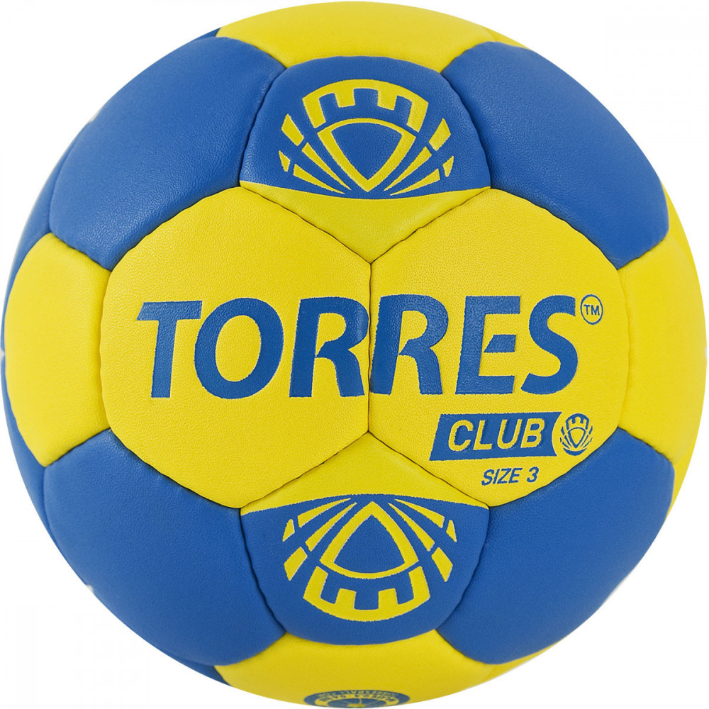 Мяч гандбольный TORRES Club, H32143, р.3, 5 подкл. слоев, руч. сшивка, сине-желтый