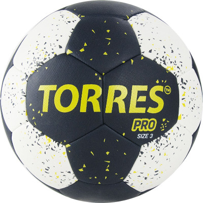 Мяч гандбольный TORRES PRO, H32163, р.3, 4 подкл. слоя, гибрид. сшивка, черно-бел-желт