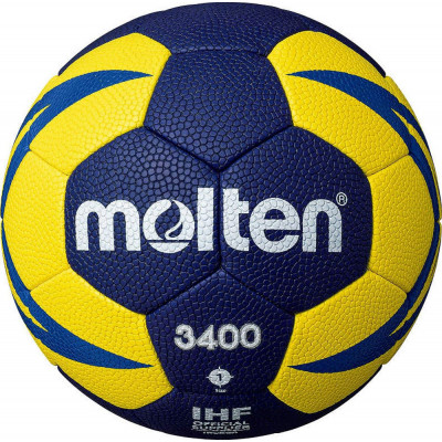 Мяч гандбольный MOLTEN 3400, H1X3400-NB, р.1, сертификат IHF, маш.сшив., темно-сине-желтый