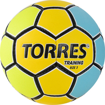 Мяч гандбольный TORRES Training, H32153, р.3, 4 подкл. слоя, руч. сшивка, желто-голубой
