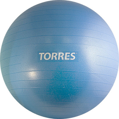 Мяч гимн. TORRES, AL121165BL, диам. 65 см, эласт. ПВХ,с защ. от взрыва, с насосом, голубой