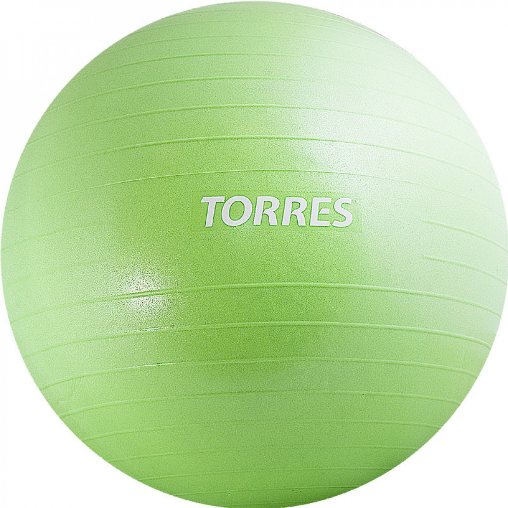 Мяч гимн. TORRES, AL121155GR, диам.55 см, эласт. ПВХ, с защ. от взрыва, с насосом, зелёный