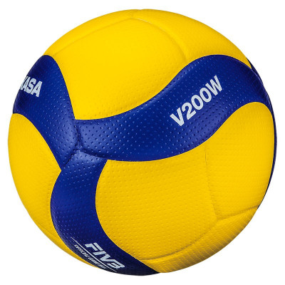Мяч волейбольный MIKASA V200W, р.5, оф.мяч FIVB, FIVB Appr, синт.кожа (микрофиб), 18пан, клееный, желт-син