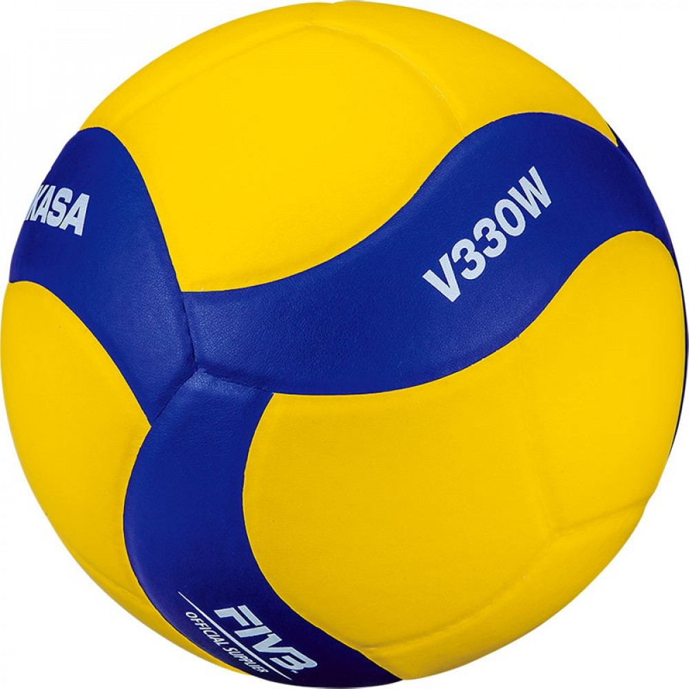 Мяч волейбольный MIKASA V330W, р.5, синт.кожа (ПУ), 18 пан., оф. парам. FIVB,клееный, желто-синий