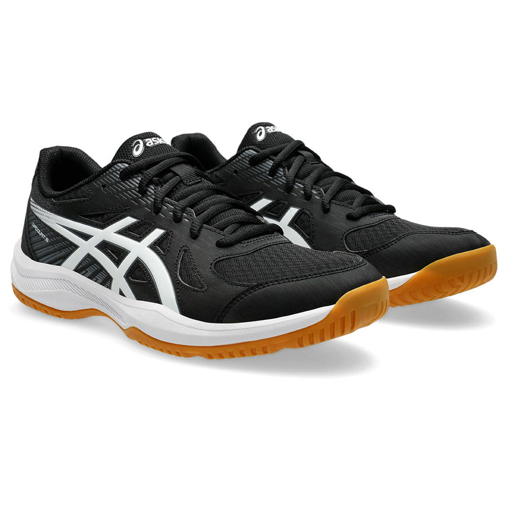 Кроссовки волейб. муж. ASICS Upcourt 6 1071A104 001,р.7,(рос.38.5),иск.кожа, текстиль,черно-белый