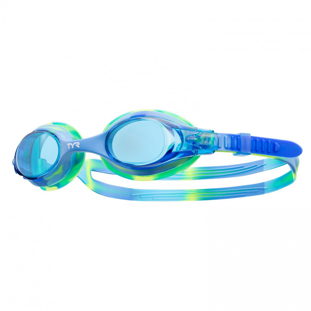 Очки для плавания дет. TYR Swimple Tie Dye Jr, LGSWTD-487, СИНИЕ линзы, мультиколор опр.