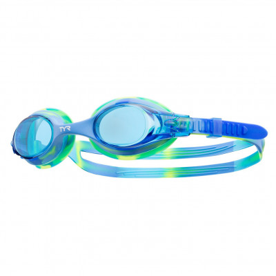 Очки для плавания дет. TYR Swimple Tie Dye Jr, LGSWTD-487, СИНИЕ линзы, мультиколор опр.