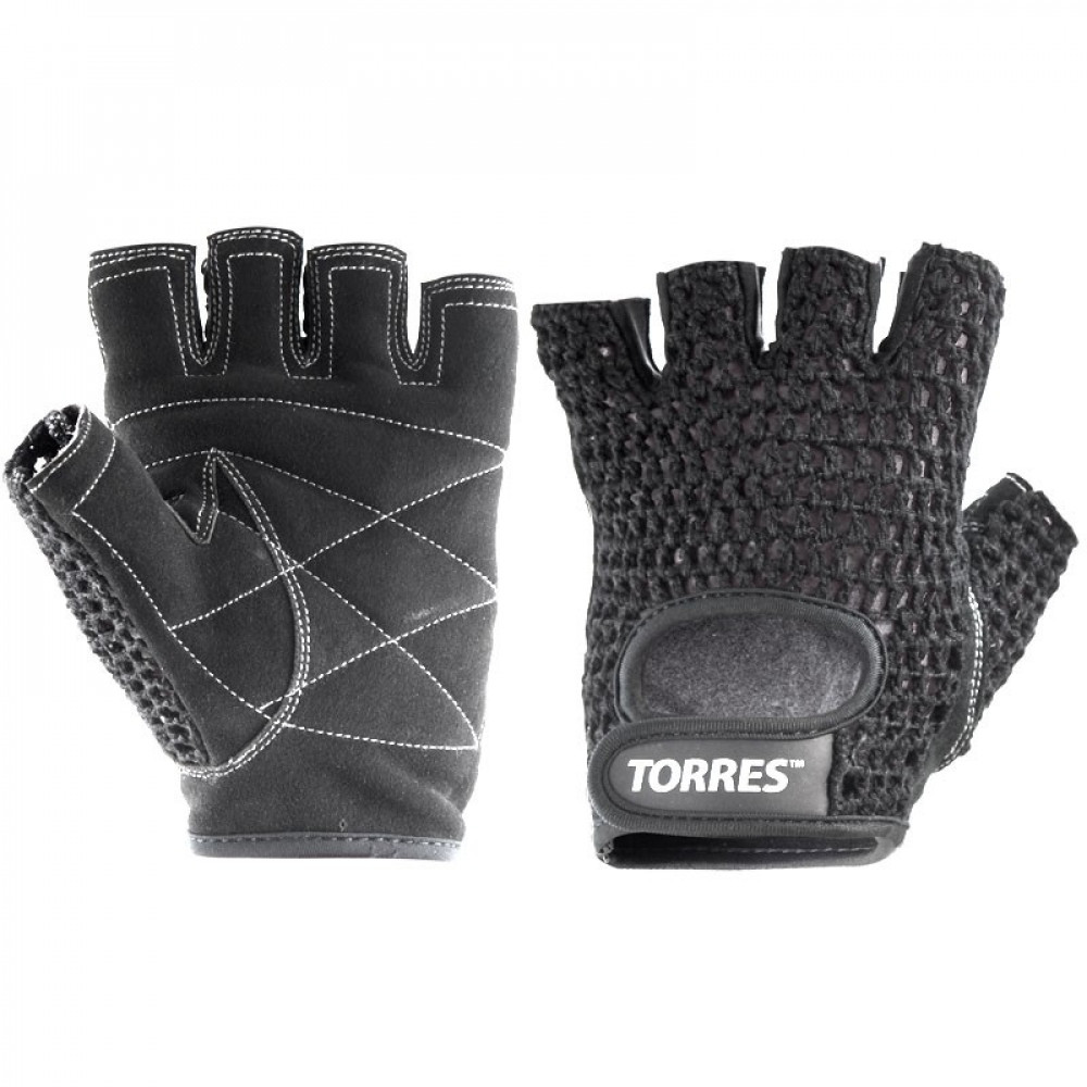 Перчатки для занятий спортом TORRES, PL6045XL, р.XL, хлопок, нат. замша, подбивка 6 мм,черн