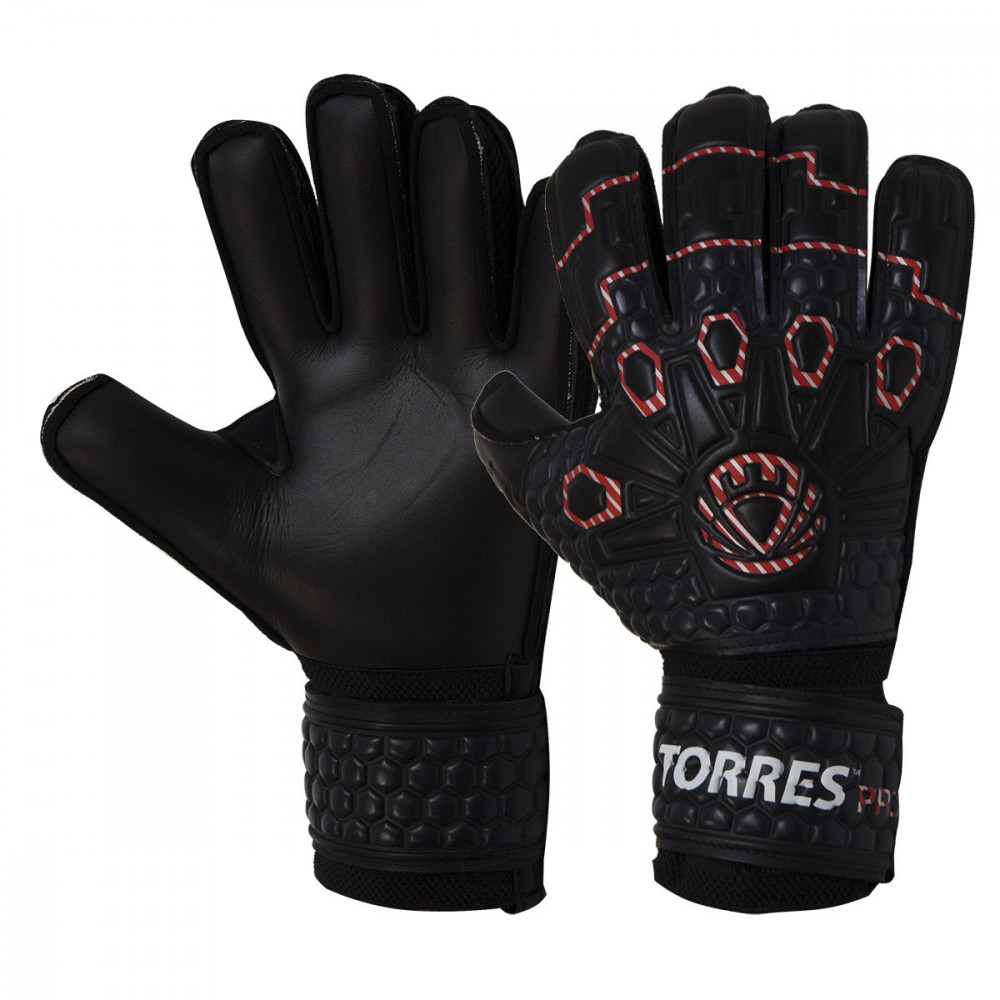 Перчатки вратарские TORRES Pro, FG05217-8, р.8, 4 мм латекс, удл.манж., черно-бело-красный