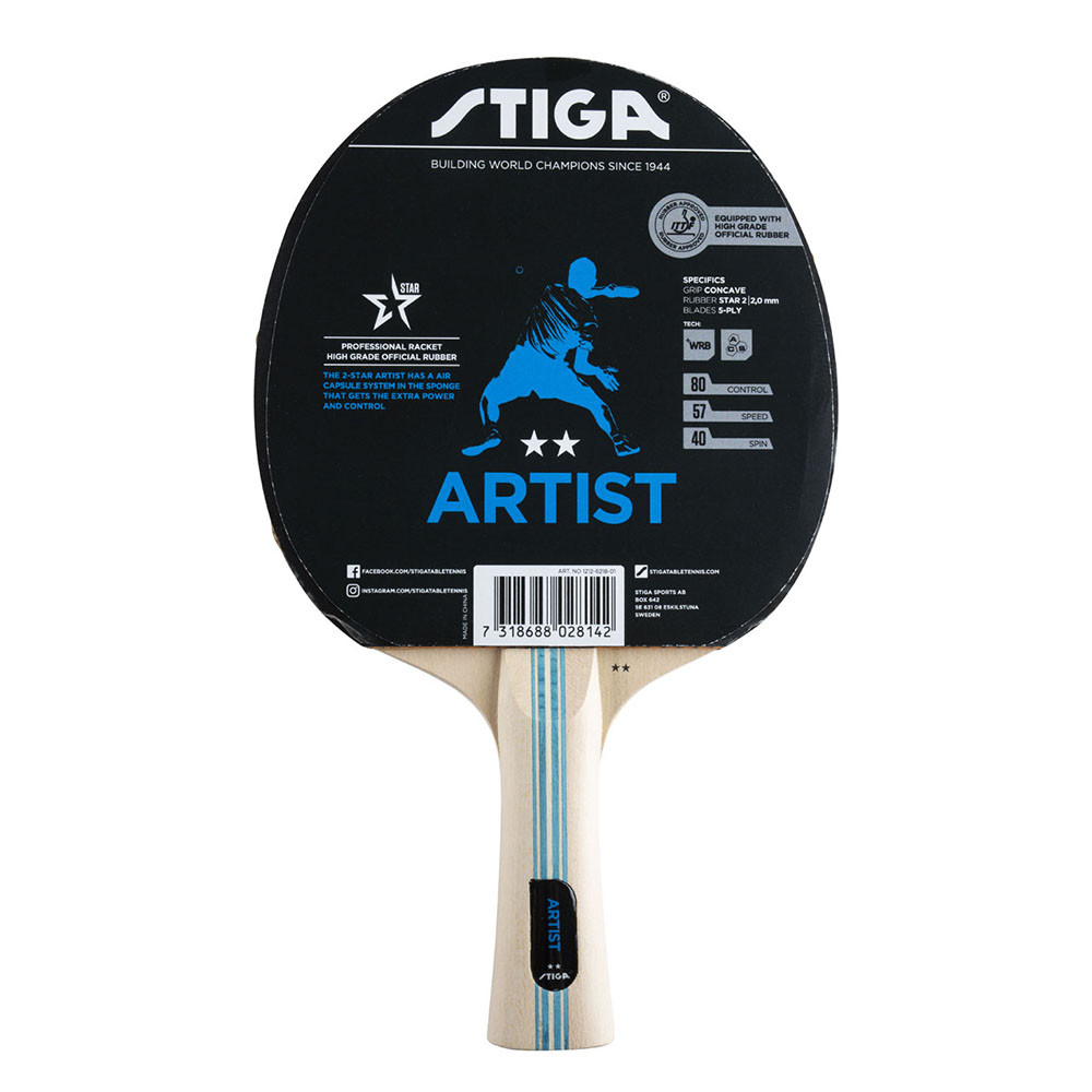 Ракетка для настольного тенниса Stiga Artist WRB ACS, 1212-6218-01, для начин., нак. 2 мм ITTF, конич. ручка