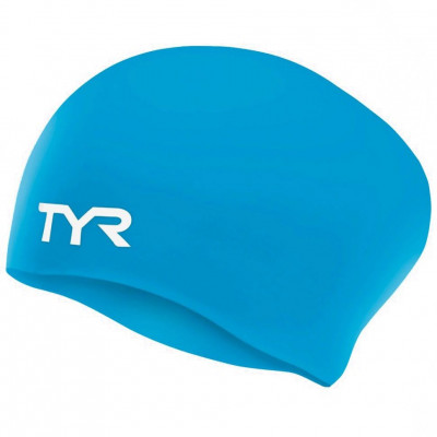 Шапочка для плавания TYR Long Hair Wrinkle-Free Silicone Cap, LCSL-360, ГОЛУБОЙ, силикон