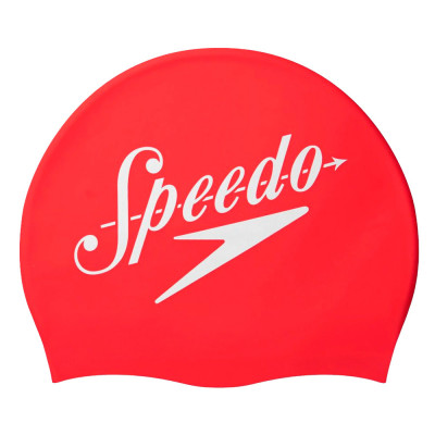 Шапочка для плавания SPEEDO Slogan Print Cap, 8-0838514614, КРАСНО-БЕЛЫЙ, силикон
