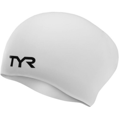 Шапочка для плавания TYR Long Hair Wrinkle-Free Silicone Cap, LCSL-100, БЕЛЫЙ, силикон