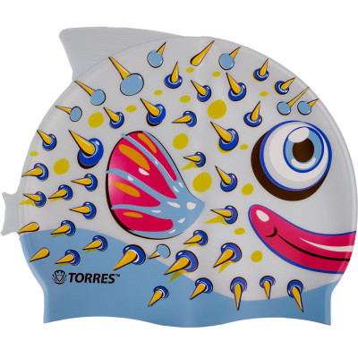 Шапочка для плавания дет. TORRES Junior, SW-12206BF, серо-голубой, силикон