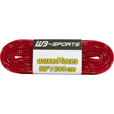 Шнурки для коньков Warrior Laces Wax с восковой пропиткой, LAW-RD-096, полиэстер, 244см, красн