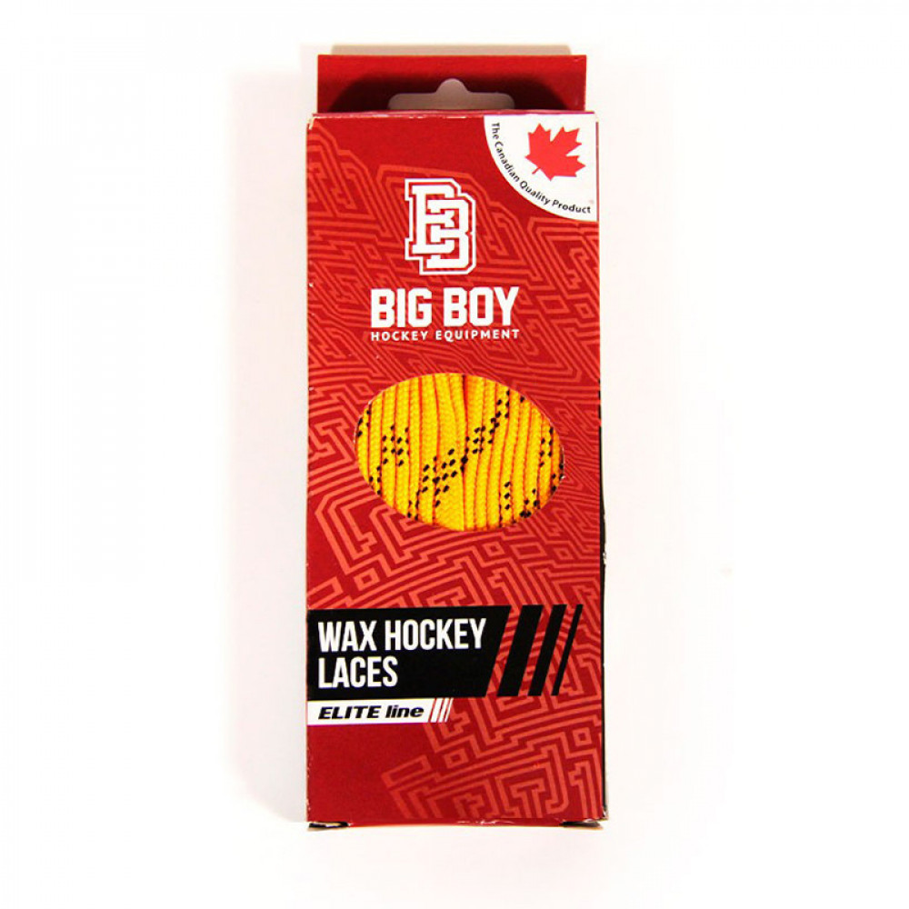 Шнурки для коньков BIG BOY Elite Line с пропиткой, BB-LACES-EL-244YL, полиэстер, 244см,желтый