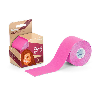 Тейп кинезиологический Tmax Beauty Tape (5см x 5м),арт.423243,хлопок, розовый