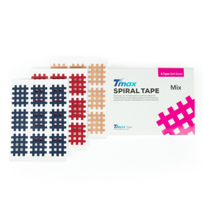 Кросс-тейп Tmax Spiral Tape Type Mix A (20 листов), 423731, 3 цвета: синий, красный, телесный