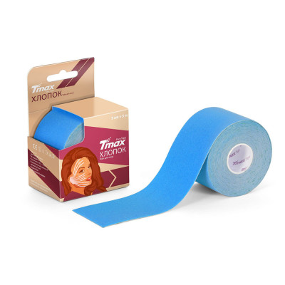 Тейп кинезиологический Tmax Beauty Tape (5см x 5м),арт.423244,хлопок, голубой
