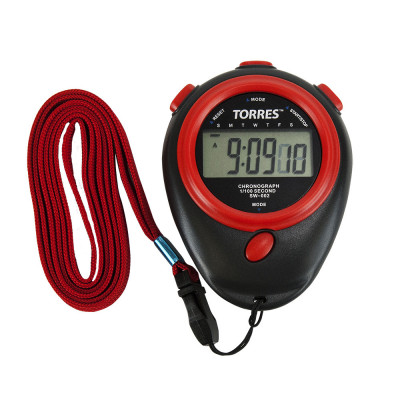 Секундомер TORRES Stopwatch, SW-002, часы, будильник, дата, шнур с карабином, черно-красн. NEW