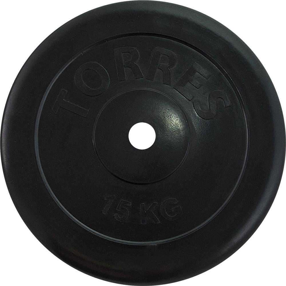 Диск обрезин.TORRES 15 кг, PL507215, d.25мм, металл в резиновой оболочке, черный