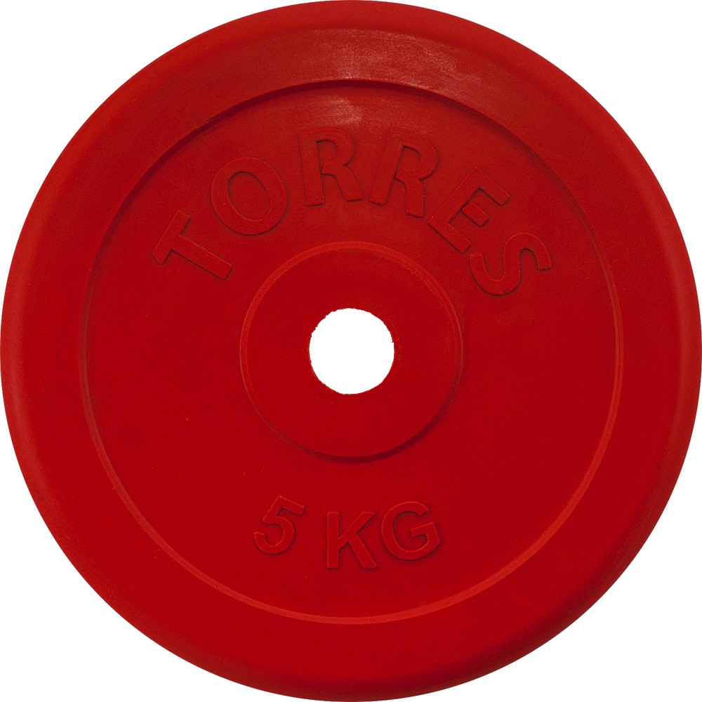 Диск обрезин. TORRES 5 кг, PL50405, d.25мм, металл в резиновой оболочке, красный
