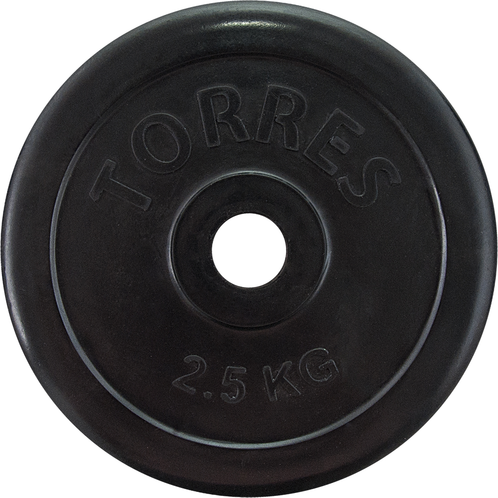Диск обрезиненный TORRES PL50692, вес 2,5кг., диаметр 25мм.