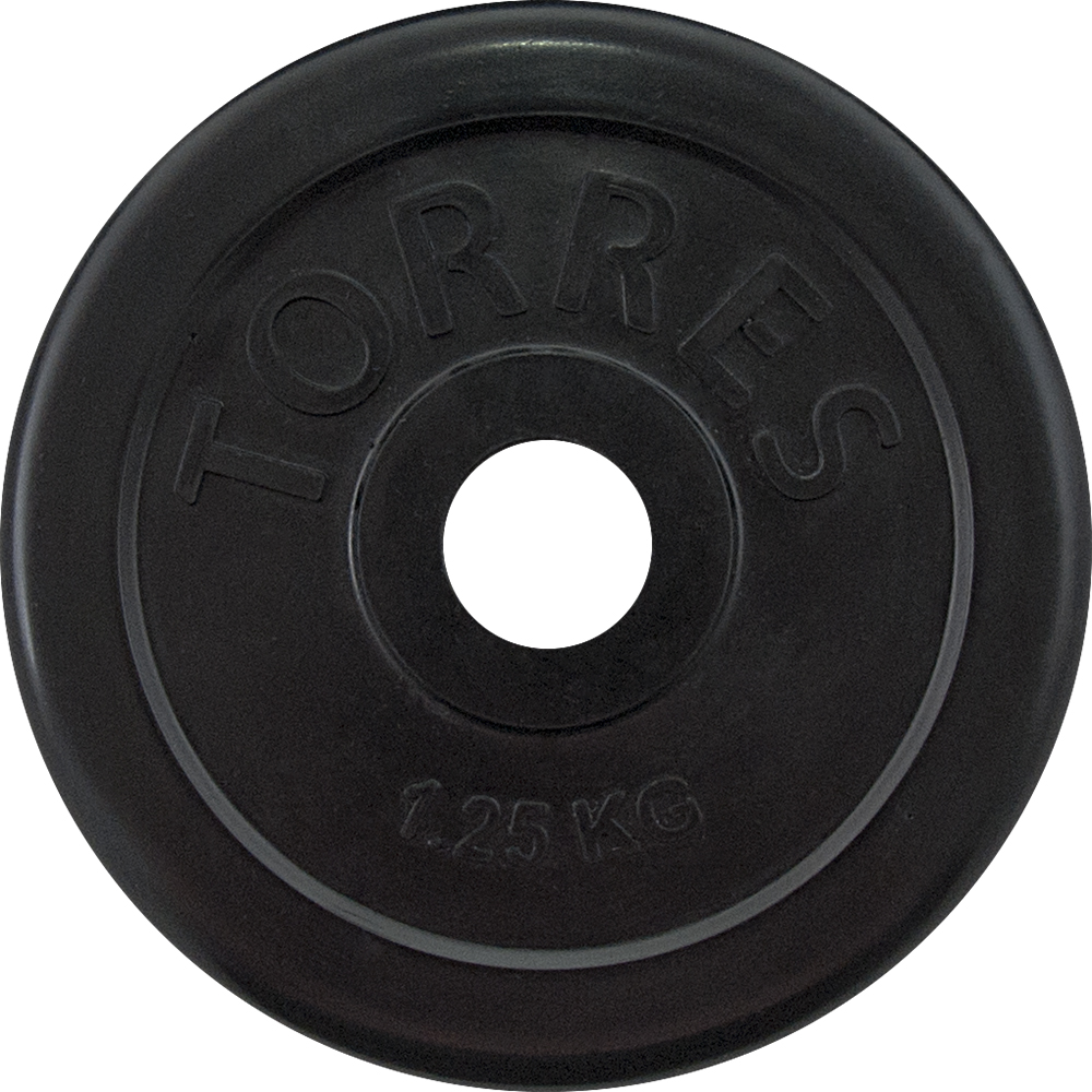 Диск обрезиненный TORRES PL50681, вес 1,25кг., диаметр 25мм.