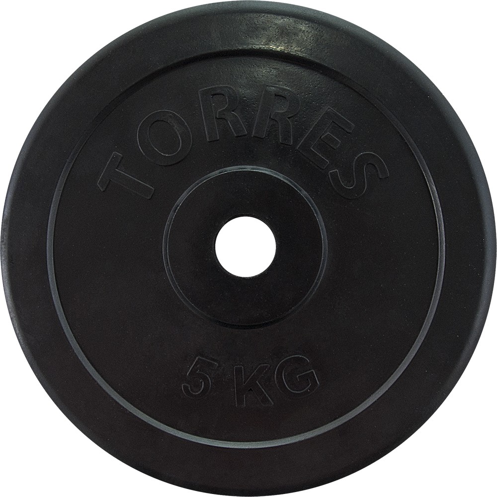 Диск обрезин. TORRES 5 кг, PL50705, d.25мм, металл в резиновой оболочке, черный