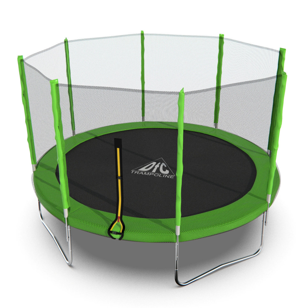 Батут DFC Trampoline Fitness 12ft наружн.сетка, св.зел. (366см) (два короба)