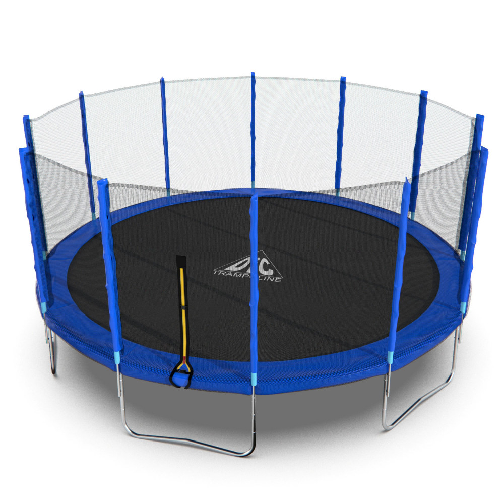 Батут DFC Trampoline Fitness 16ft наружн.сетка, синий (488см)(два короба)