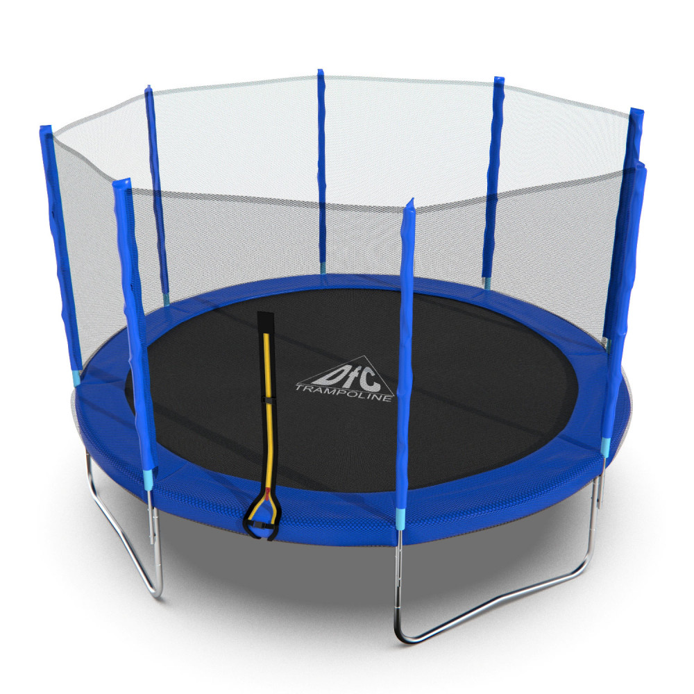 Батут DFC Trampoline Fitness 12ft наружн.сетка, синий (366см) (два короба)