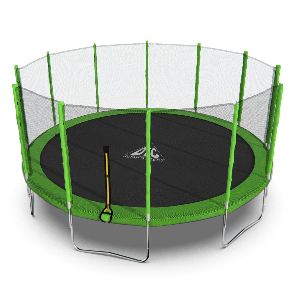 Батут DFC Trampoline Fitness 16ft наружн.сетка, св.зел. (488см)(два короба)