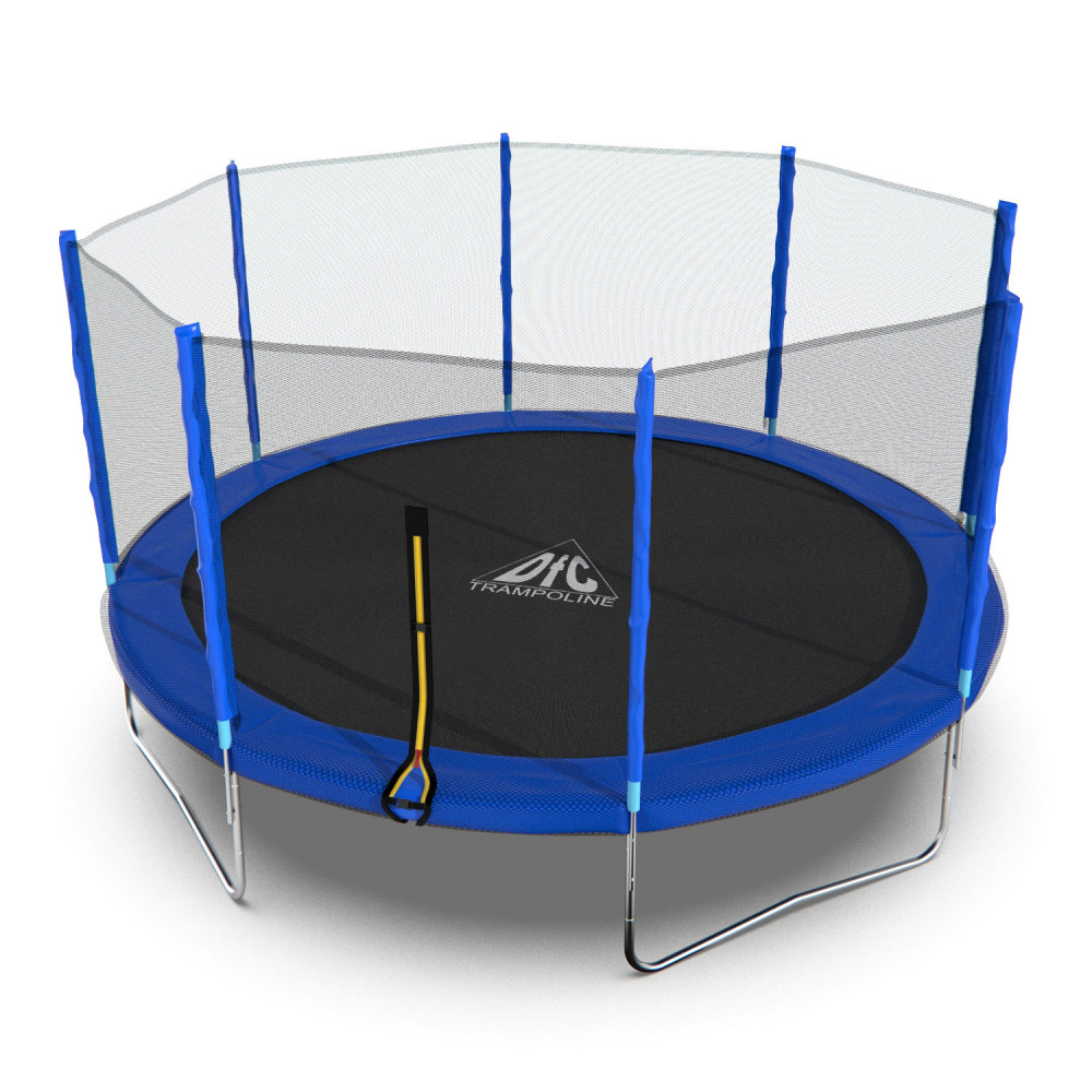 Батут DFC Trampoline Fitness 14ft наружн.сетка, синий (427см)(два короба)