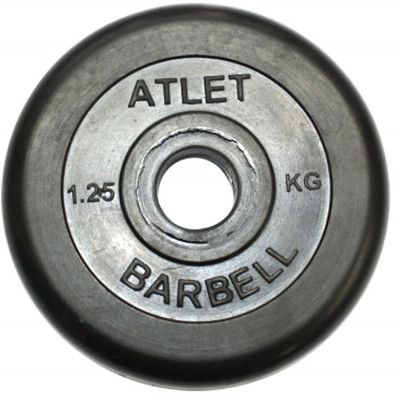 Диск обрезиненный, чёрного цвета, 31 мм, 1,25 кг Atlet