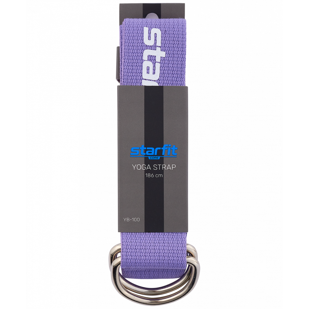 Ремень для йоги YB-100 183 см, хлопок, фиолетовый пастель, УТ-00019278
